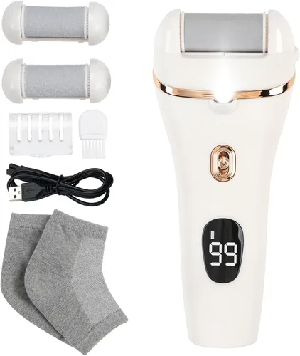 Miniatura 9 de Limpiador eléctrico de pies, kit de pedicura 17 en 1, removedor de callos para pies, lima eléctrica de pies para piel seca y muerta, 3 rodillos