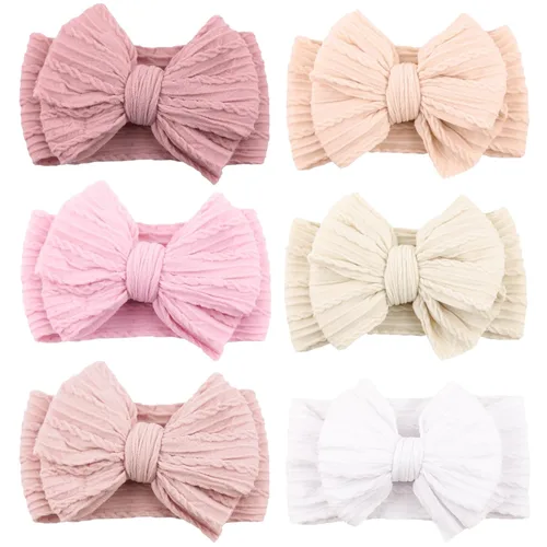Miniatura 8 de Niceye Diademas hechas a mano para bebés, bandas de cabello suaves y elásticas de nylon con lazos para recién nacidos, bebés y niñas pequeñas