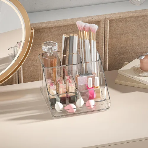 Miniatura 4 de Ettori APLOP Bandeja Organizadora de Maquillaje, Organizador de Maquillaje de Tocador de 6 Compartimentos para Joyas, Accesorios para el Cabello