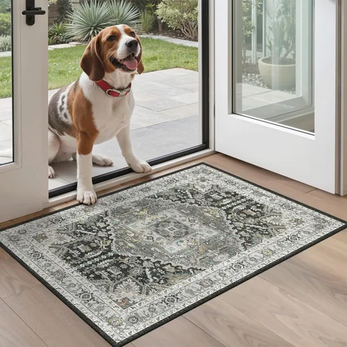 Miniatura 298 de Madane Tapete lavable de 2 x 10 pies para pasillo, cocina, recibidor, clásico, suave, antideslizante para interiores, casa de campo, baño, sala