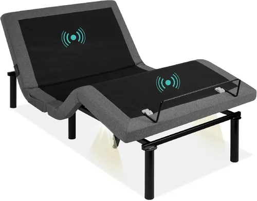 Best Choice Products Marco de cama ajustable ergonómico tamaño Twin XL, base eléctrica con control remoto inalámbrico, luz nocturna, masajeador, 2