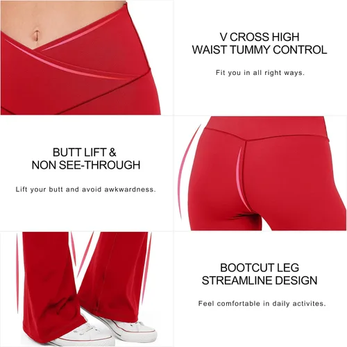 Miniatura 3 de HEGALY Pantalones de yoga acampanados para mujer, leggings cruzados, suaves, de cintura alta, pantalones casuales de entrenamiento con corte de bota