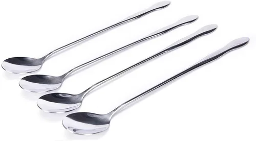 Miniatura 12 de SellerWay Cuchara de mango largo, cucharadita de acero inoxidable helado de 10 pulgadas para mezclar, té, batido, café, 3 formas diferentes