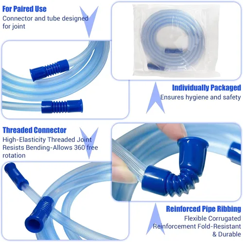 Miniatura 3 de Paquete de 10 tubos de conexión de succión extendida, tubo de succión extra largo de 80 pulgadas - Tubo de repuesto universal compatible