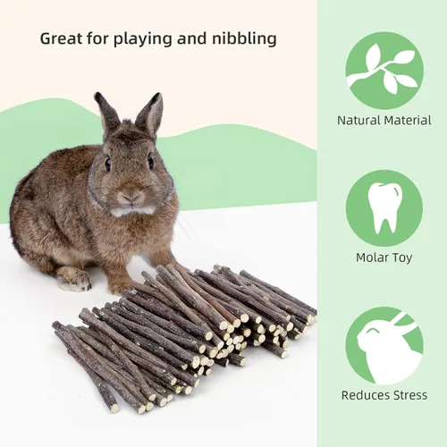 Miniatura 3 de Niteangel Palitos de manzana naturales masticables juguetes para conejos, chinchilla, conejillos de indias, hámsters y otros animales pequeños
