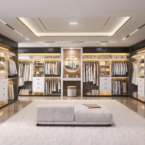 Miniatura 2 de Sistema de Organización de Closet Besiost con Cajón - Sistema Organizador de Closet de Madera de 8 Pies con 3 Barras para Colgar y Torre de Blanco