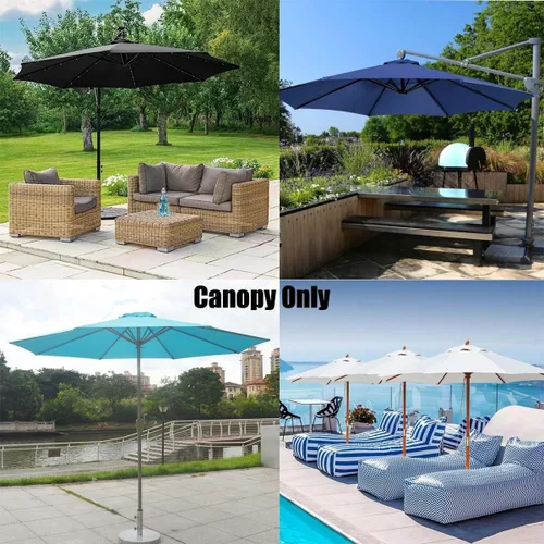 Miniatura 7 de Toldo de repuesto para sombrilla de 6.5 pies, 9 pies, 10 pies, toldo de repuesto para sombrilla de patio, 6 varillas/8 varillas, cubierta superior