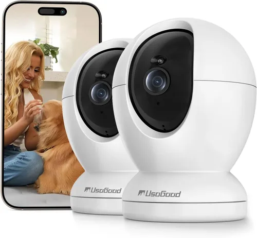 usogood Cámara interior de 2.5K para seguridad del hogar, cámara de seguridad de 360° para interiores, cámara para bebé/mascota con aplicación de