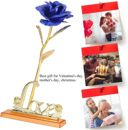 Miniatura 6 de Rosa artificial de oro de 24 quilates para el día de la madre, día de San Valentín, aniversario, cumpleaños, boda, regalo romántico para ella