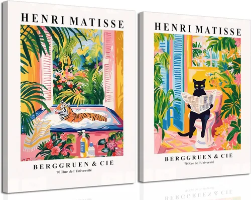 Miniatura 13 de Divertido Juego de Arte de Pared de Gato Negro para Baño de 2 Piezas, Pinturas Decorativas de Pared de Gato Negro Ecléctico en Baño, Póster