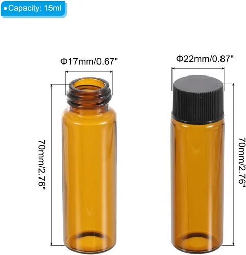 Miniatura 2 de PATIKIL Botella de almacenamiento multimedia de 0.5 fl oz, paquete de 50 botellas de vidrio con tapa de rosca de plástico para laboratorio en casa
