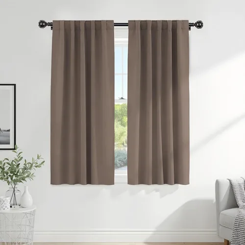 Miniatura 42 de PONY DANCE Cortinas cortas con aislamiento térmico para ventana pequeña, para guardería, baño, cocina, lavandería, caravana, sótano, 29 pulgadas