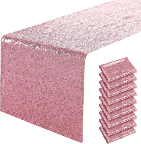 Miniatura 13 de Pufogu - Camino de mesa de lentejuelas brillantes de 12 x 72 pulgadas para fiestas de cumpleaños, decoración de bodas, despedidas de soltera