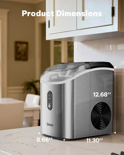 Miniatura 7 de Silonn Máquina de hielo de pepitas para encimera, máquina de hielo de pellets con función de autolimpieza, la máquina de hielo sónico produce 33