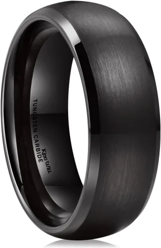 King Will Anillo de carburo de tungsteno para hombre, acabado mate, 0.079pulgadas, 0.157pulgadas, 0.236pulgadas, 0.315pulgadas, color negro Anillo
