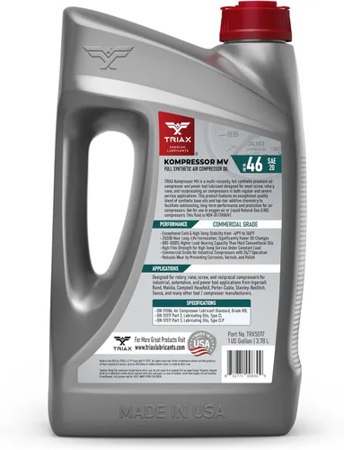 Miniatura 2 de TRIAX Kompressor MV 46 SAE 20, Aceite para Compresor de Aire Completamente Sintético, Multi-Vis para Rotativo, de Paletas, de Tornillo