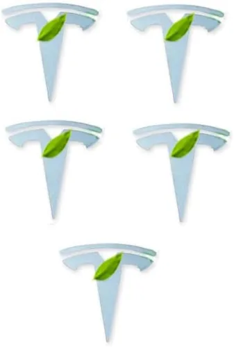 Adhesivos con emblema T para llanta de rueda de tapa central, 5 piezas, compatibles con el modelo S X 3 Plata