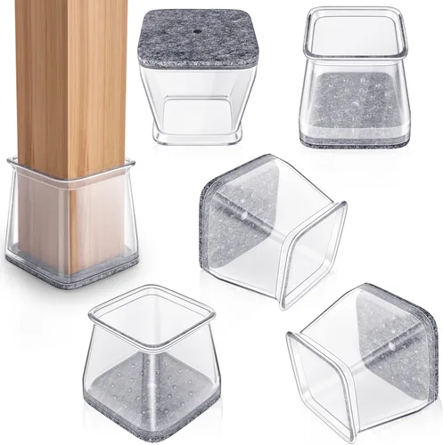 Miniatura 9 de Paquete de 48 protectores de suelo para patas de silla, protectores de pies de silla para suelos de madera dura, fundas de silicona para patas