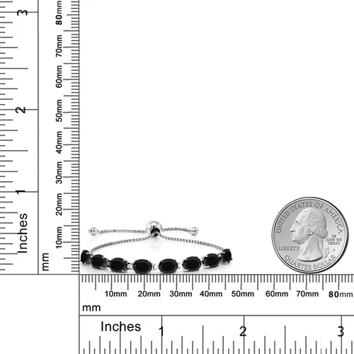 Miniatura 6 de Gem Stone King Pulsera de plata de ley 925 con piedra natal ovalada de 0.276 x 0.197 in para mujer, totalmente ajustable hasta 9 pulgadas