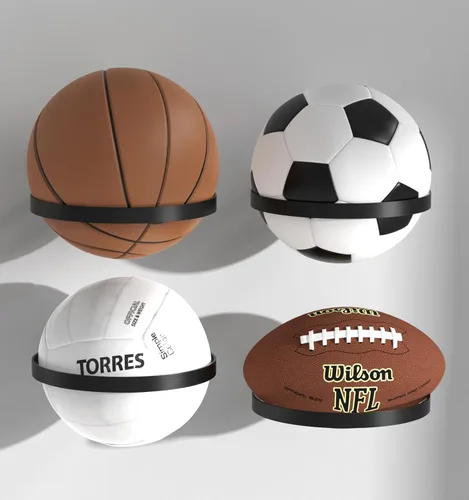 Miniatura 10 de Soporte de Pared para Baloncesto, Organizador de Exhibición y Almacenamiento de Pelotas para Baloncesto, Fútbol, Fútbol Americano, Voleibol