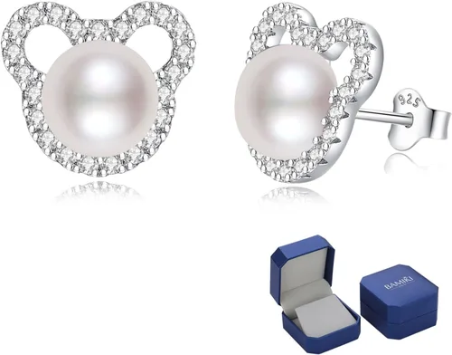 Miniatura 18 de Aretes de perlas de Mickey para mujer, plata de ley S925 y circón, perlas cultivadas de agua dulce, regalos de joyería de Mickey Mouse para mamá