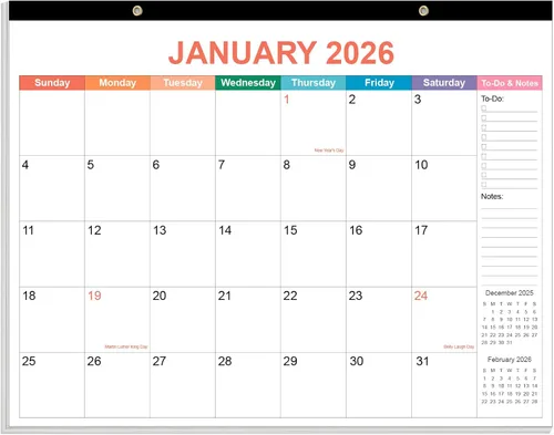 Miniatura 9 de Calendario de escritorio 2026-12 meses, de enero de 2026 a diciembre de 2026, calendario de escritorio 2026 con papel grueso, 12 x 17 pulgadas, Negro