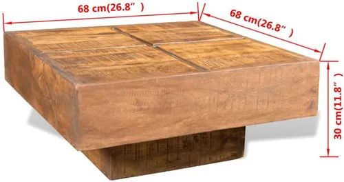 Miniatura 2 de Mesa de centro mesa de Centro para salaMesa de centro cuadrada marrón Madera maciza de mangoAdecuado para dormitorios, salas de estar y comedores