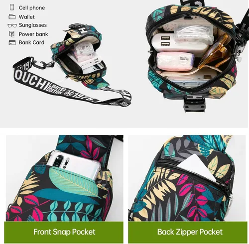 Miniatura 5 de Long Keeper Bolso bandolera pequeño para hombre, mochila ligera para el pecho, bolsas de hombro para senderismo, ciclismo, viajes, correr, Hoja Azul