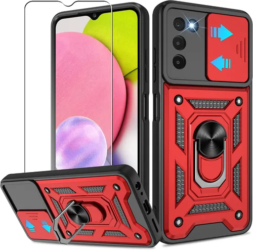 Miniatura 121 de ATUMP Funda para T-Mobile Revvl V Plus 5G con protector de pantalla HD con cubierta de cámara deslizante, soporte de anillo de rotación de 360° Negro