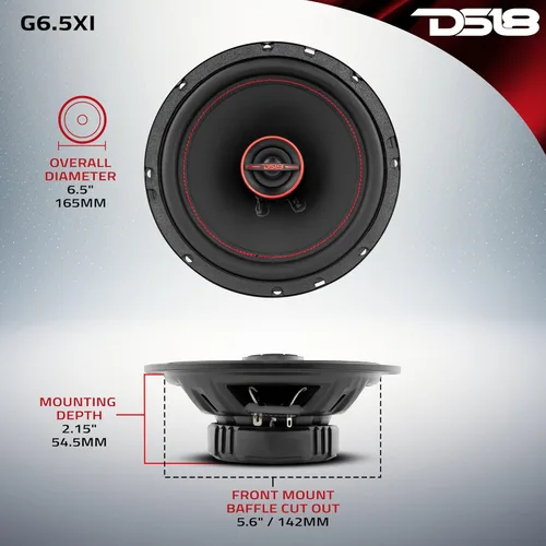 Miniatura 4 de DS18 GEN-X6.5 - Altavoz coaxial de 6.5 pulgadas, 3 vías, 165 W máximo, 50 W RMS, cono de papel negro, dos tweeters de cúpula de Mylar, 4 ohmios