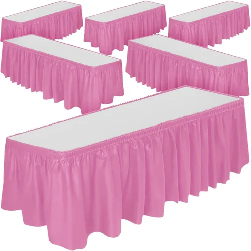 Miniatura 9 de DecorRack Paquete de 2 faldones de mesa, 29 pulgadas x 14 pies cada uno, sin BPA, desechables, reutilizables, falda rectangular para mantel