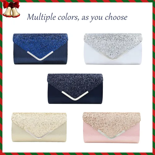 Miniatura 6 de Bolso de mano de noche con lentejuelas para mujer, brillante, para boda, graduación, fiesta, novia, para mujer