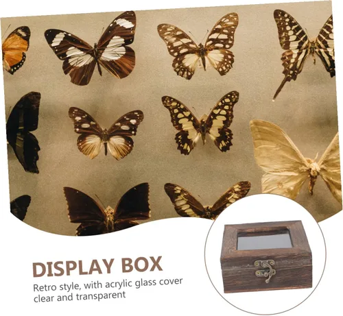 Miniatura 3 de Cabilock Caja de colección para espécimen de mariposa con parte superior de acrílico, caja organizadora de joyas de mariposa con marco real