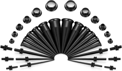 Miniatura 20 de vcmart 14G-00G - Kit de estiramiento de 36 piezas de calibre de oído, tapones cónicos, ojales, acero de grado de implante