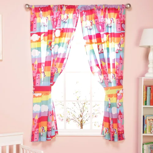Miniatura 8 de Cortinas de sirena para dormitorio de niñas con caballitos de mar y estrella de mar; 4 cortinas temáticas de sirena para niños con 2 paneles de 82 x