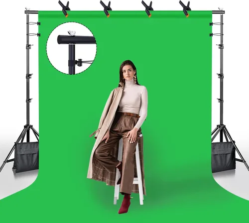 Miniatura 8 de BEIYANG Kit de soporte de fondo de fotos de 8.5 x 10 pies, kit de sistema de soporte de fondo ajustable con bolsa de transporte, para fotografía