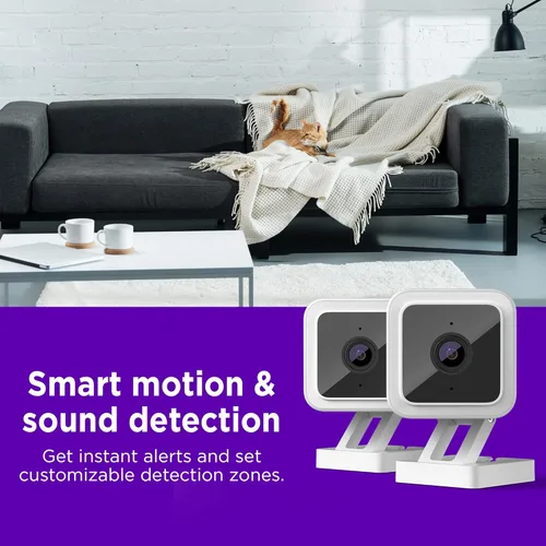Miniatura 4 de Roku Cámara interior para seguridad del hogar, paquete de 2 cámaras de seguridad con cable con visión nocturna a color HD de 1080p, funciona