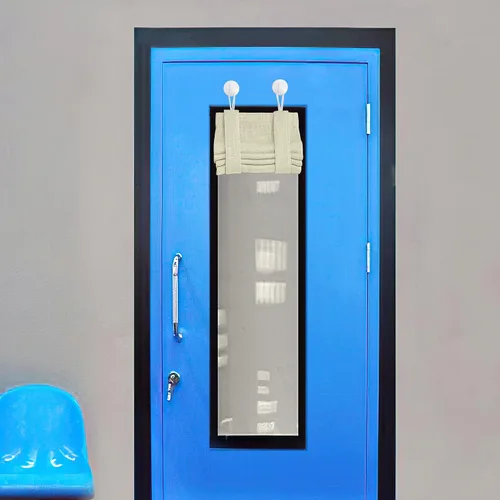 Miniatura 28 de NICETOWN Cortinas pequeñas para puerta francesa con ganchos autoadhesivos, cortinas opacas de lino sintético con aislamiento térmico para puertas