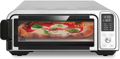 Kitchen Elite - Combo digital 8 en 1, horno tostador, freidora de aire con panel táctil y capacidad para pizza de 12 pulgadas, acero inoxidable,