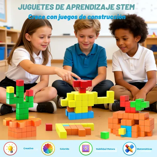Miniatura 6 de 48 piezas de bloques magnéticos para juguetes de niños pequeños, juguete de cubo magnético grande para educación sensorial STEM preescolar, juguetes