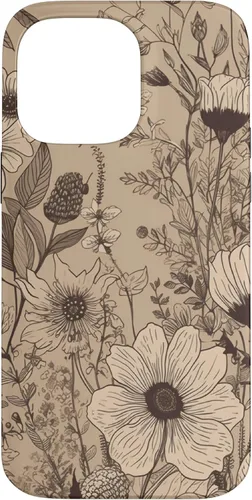 Miniatura 20 de Funda para iPhone 13 Pro Beige Tan Wildflower Floral Minimal Flower Boho