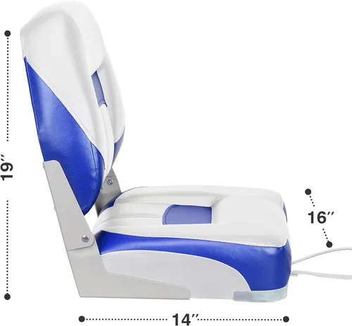 Miniatura 5 de ERGOSEAT Asiento de barco plegable con respaldo bajo de dos tonos, blanco/azul, paquete de 2 unidades Blanco/azul zafiro