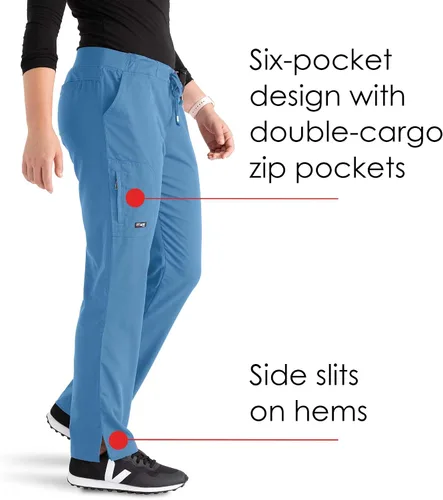 Miniatura 5 de Greys Anatomy - Pantalón de uniforme médico de frente plano con 6 bolsillos para mujer