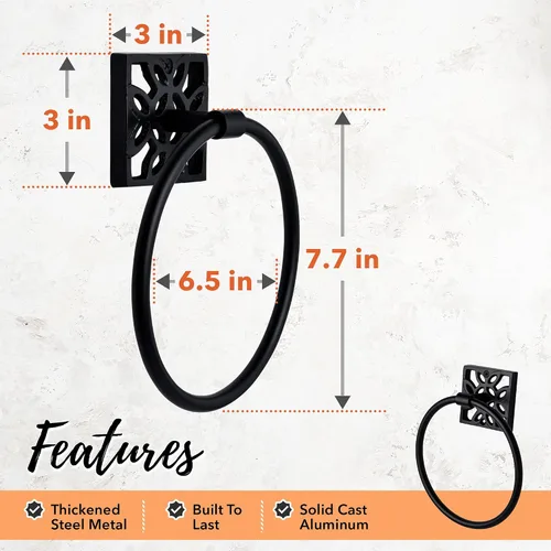 Miniatura 5 de Autumn Alley Toallero de baño, soporte para toallas de mano negro mate, soporte de pared moderno para baño y cocina, accesorios de baño negros