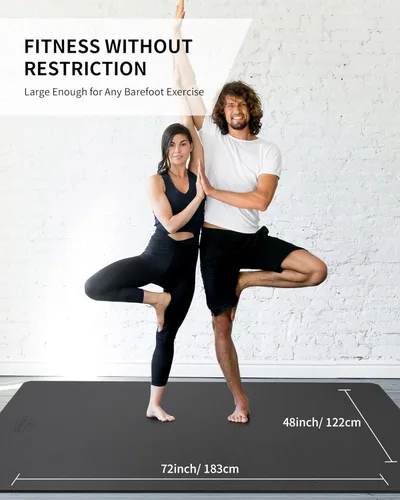 Miniatura 8 de CAMBIVO Esterilla de Yoga Grande (6' x 4'), Alfombrilla de Entrenamiento Extra Ancha para Hombres y Mujeres, Esterilla de Yoga Gruesa de 1/3 y 1/4