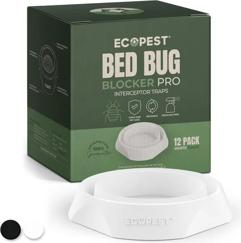 Miniatura 15 de Interceptores para insectos de cama, paquete de 12 Trampas interceptoras para insectos (Pro) (negro) Trampa ecológica para patas de cama Sin