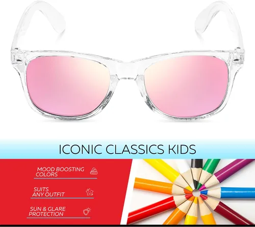 Miniatura 68 de Retro Rewind Lentes de sol para niños y niñas de 3 a 12 años, inastillables, UV400, lentes de sol para niños pequeños