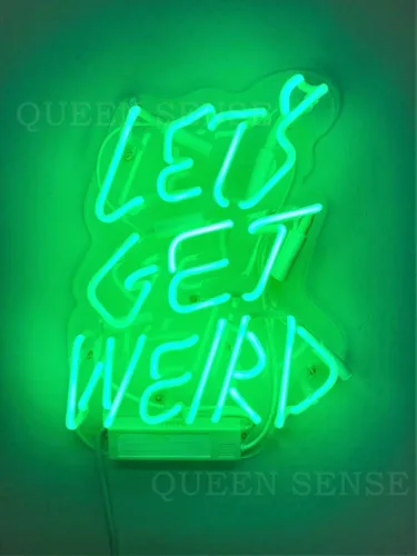 Miniatura 2 de Queen Sense 14 "Let's Get Weird Neon Sign Light Decorado Panel Acrílico Hecho A Mano Bar Pub Man Lámpara de Cueva UT183