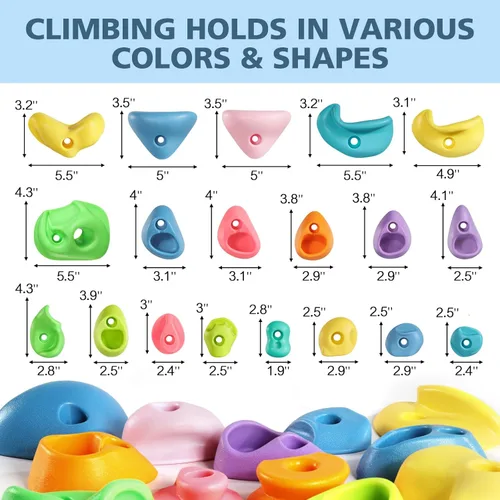 Miniatura 6 de TOPNEW 32 Agarres de Escalada en Roca de Múltiples Tamaños para Niños, Agarres de Pared de Roca para Adultos, Agarres de Pared de Escalada