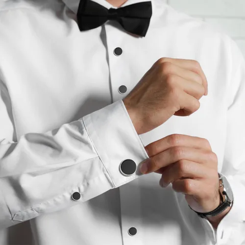 Miniatura 3 de Gemelos para hombres, camisa de esmoquin de acero inoxidable 316L, accesorios únicos de negocios, novio, boda, negro, plata, oro, joyería para hijo